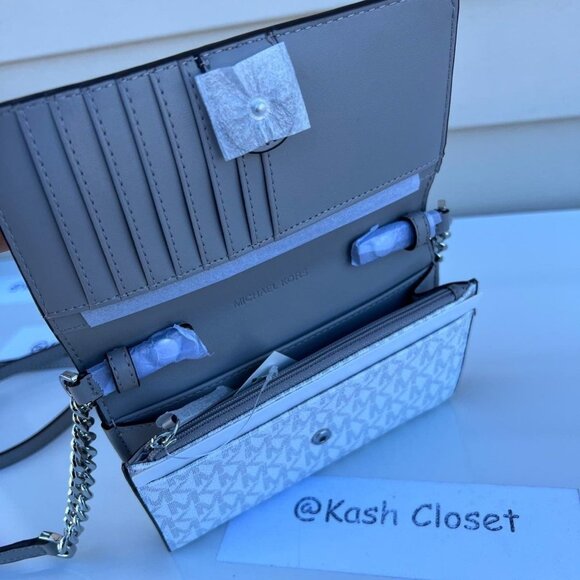 Michael Kors phone crossbody clutch purse medium jet set travel bright white - Picture 8 of 8